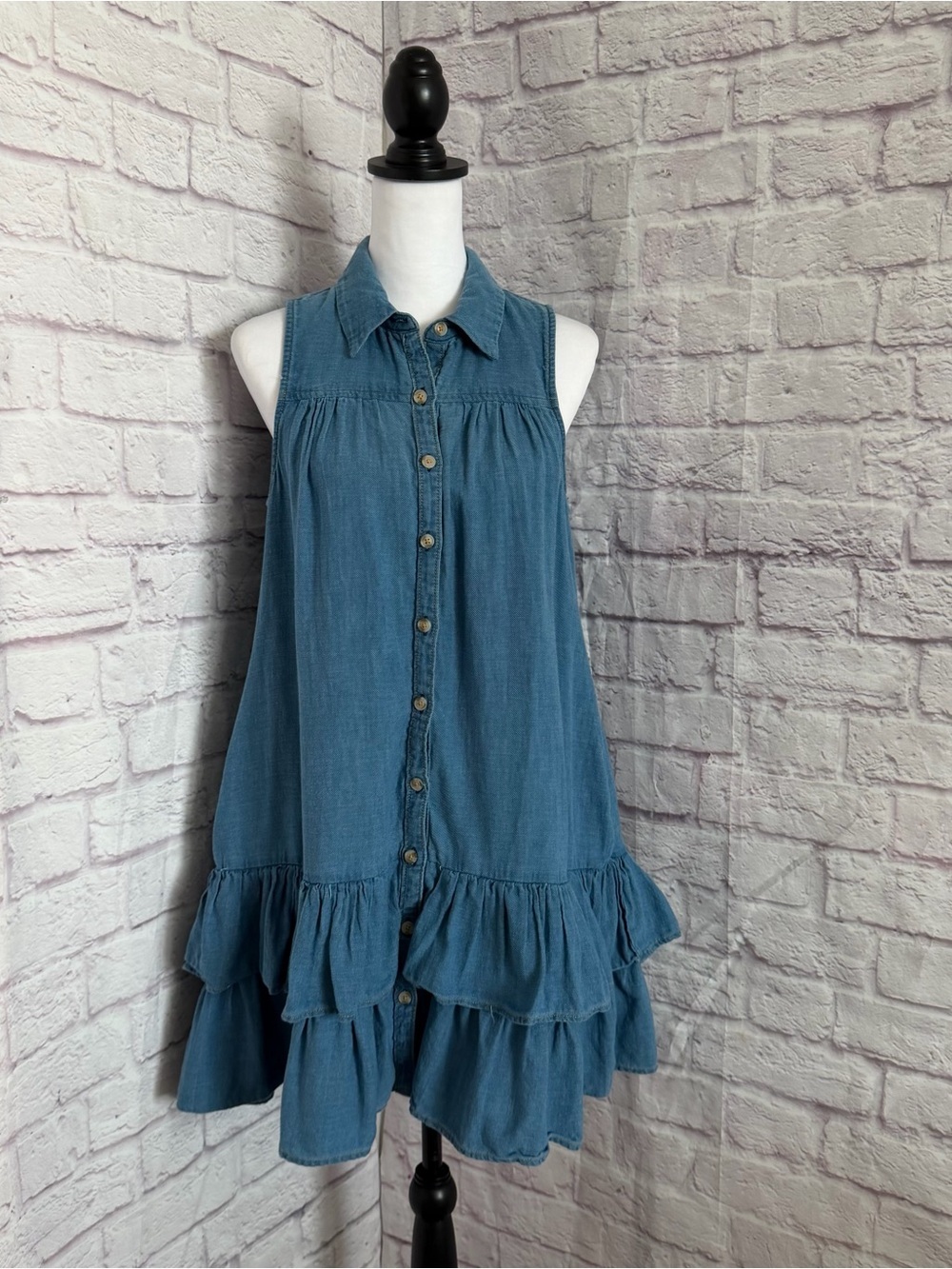 By Antropologie Pilcro Sleeveless Flounce Mini Shirt Dress - Picture 3 of 12